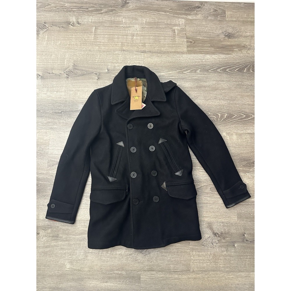 I SPIEWAK & SONS  Medium Wool Melton PEACOAT DOUBLE BREASTED HEAVY NAVY